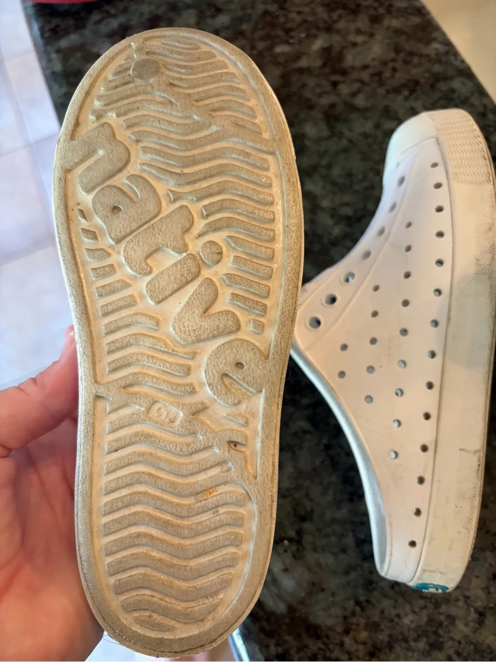 Native Kids White Slip-On Water Shoes with Perforated Design